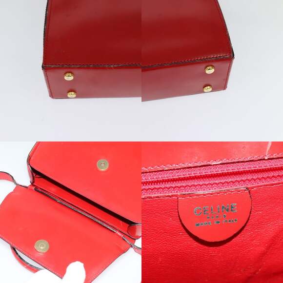 CELINE Hand Bag Leather Red Gold - Picture 11 of 13